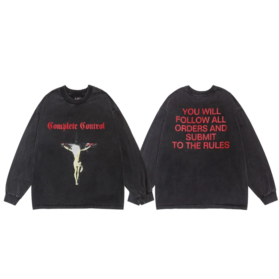 Beautiful fashion SAINT MICHAEL Kosuke Kawamura retro destroyed washed distressed long-sleeved T-shirt Fabric: 260g Style number: SM13 Size: S-M-L-XL Color: Black Price: P156